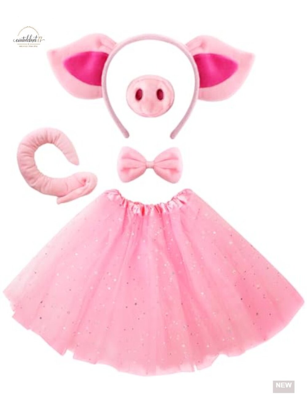 Pig Costume Set Adult Halloween Farm Animal Cosplay Polyester 5 Pc